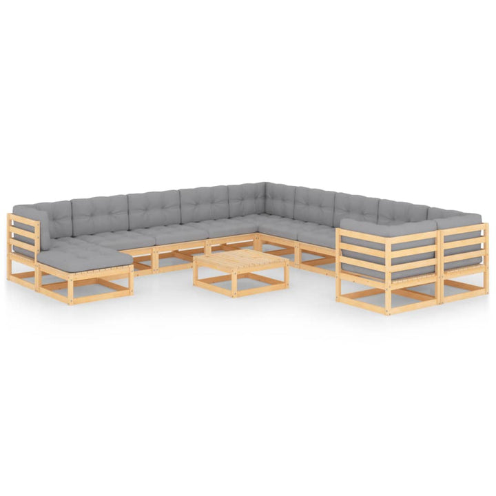 Vixl Set Mobilier Grădină Cu Perne Antracit, 12 Piese Lemn Masiv Pin