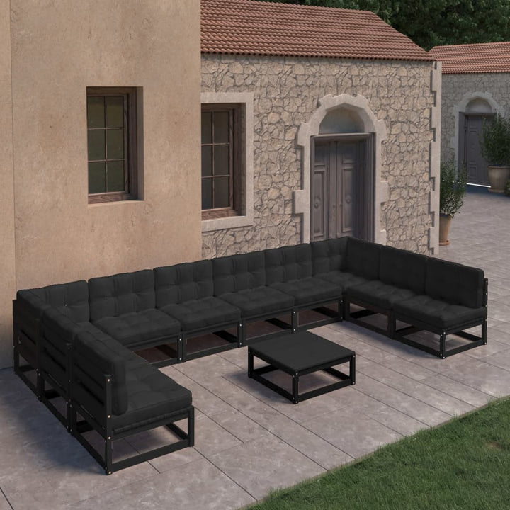 Vixl Set Mobilier Grădină Cu Perne, 11 Piese, Lemn Masiv De Pin