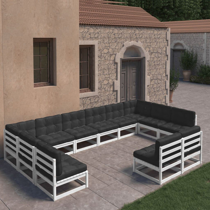 Vixl Set Mobilier Grădină Perne, 12 Piese, , Lemn Masiv Pin