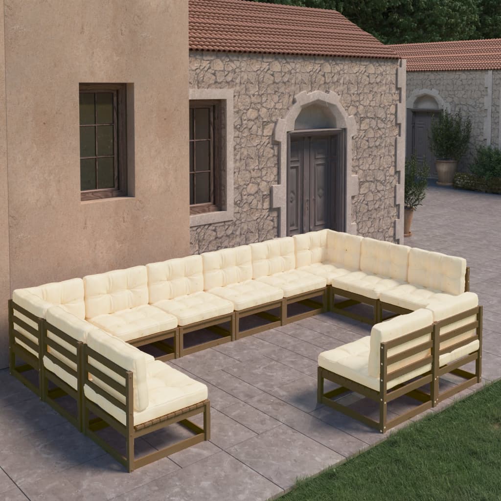 Vixl Set Mobilier Grădină Perne, 12 Piese, , Lemn Masiv Pin