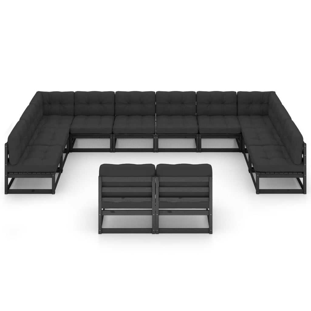 Vixl Set Mobilier Grădină Perne, 12 Piese, , Lemn Masiv Pin