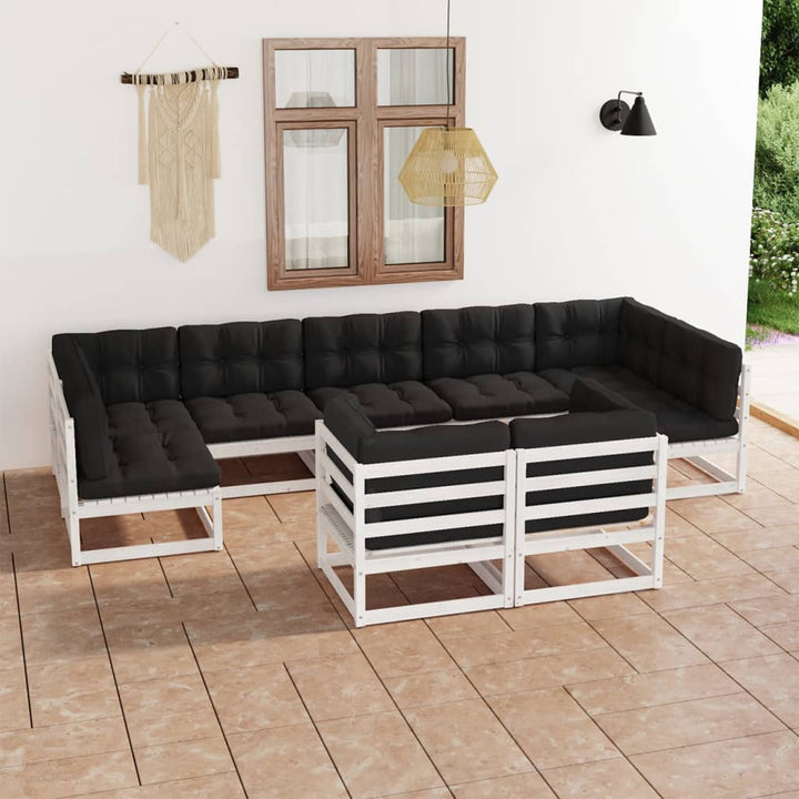 Vixl Set Mobilier Grădină Cu Perne, 9 Piese, , Lemn Masiv De Pin