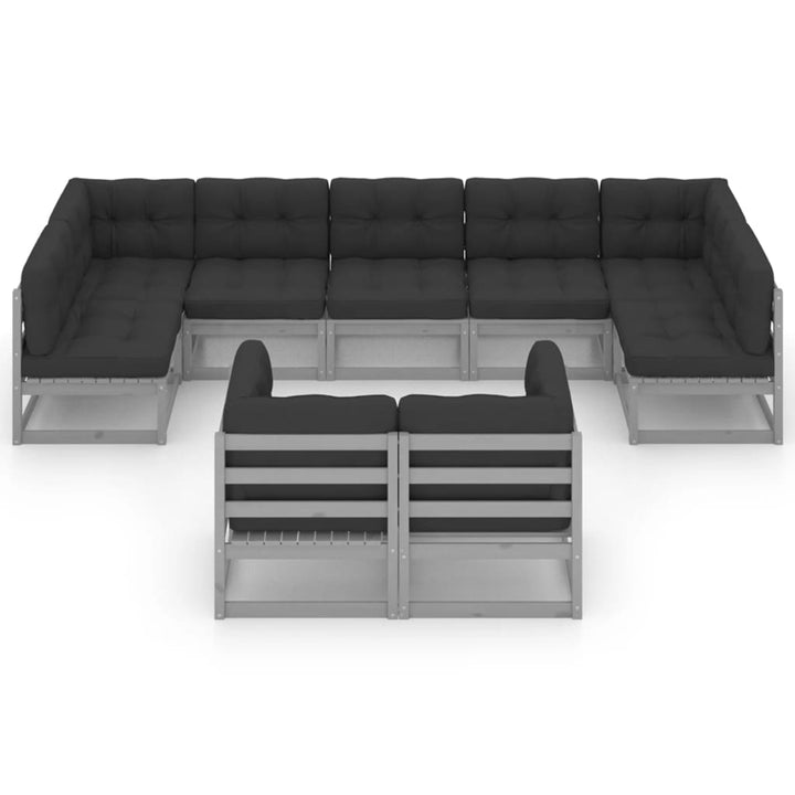 Vixl Set Mobilier Grădină Cu Perne, 9 Piese, , Lemn Masiv De Pin