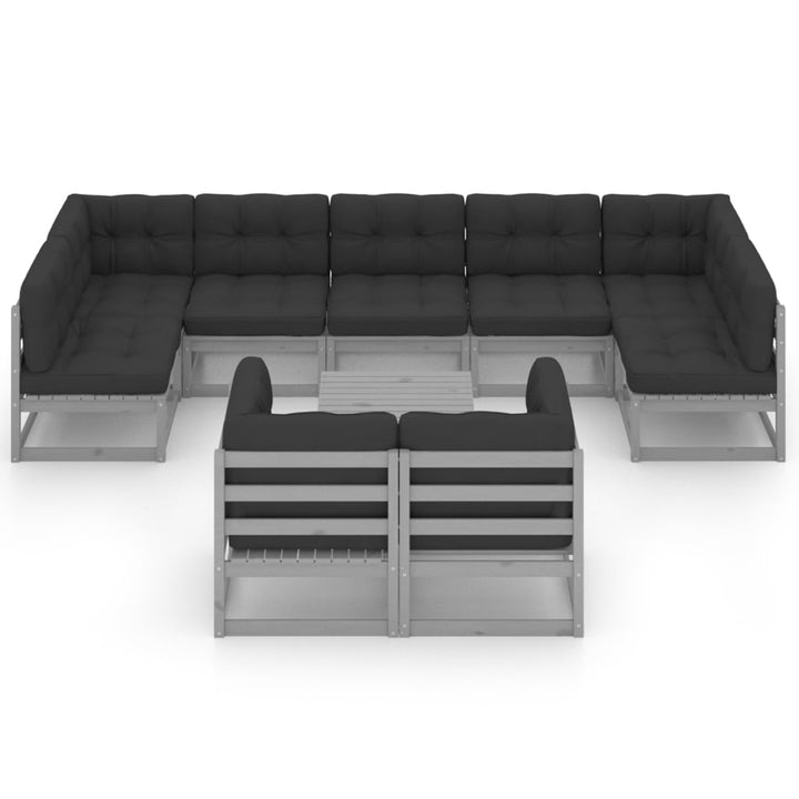 Vixl Set Șezlonguri Grădină Cu Perne, 10 Piese, , Lemn Masiv Pin