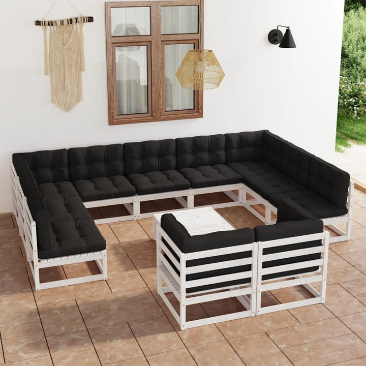 Vixl Set Mobilier Grădină Cu Perne, 12 Piese, , Lemn Masiv De Pin