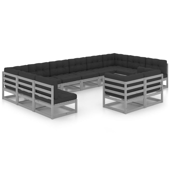 Vixl Set Mobilier Grădină Cu Perne, 12 Piese, , Lemn Masiv De Pin