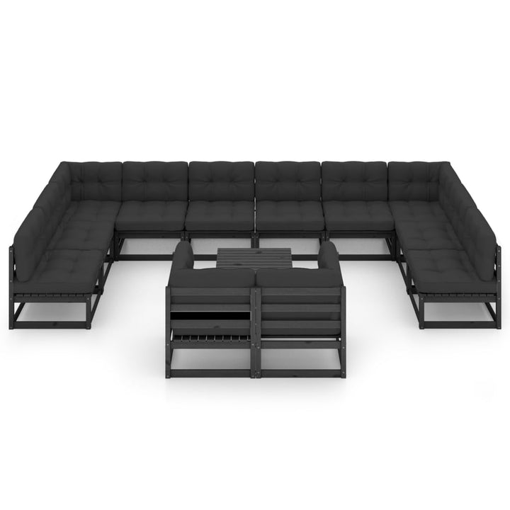 Vixl Set Mobilier Grădină Perne, 13 Piese, , Lemn Masiv Pin