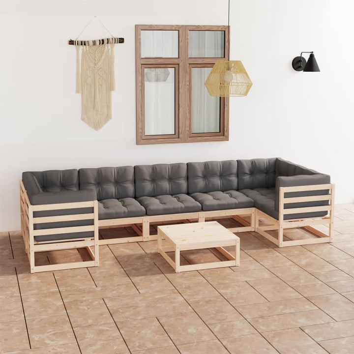 Vixl Set Mobilier Grădină, Perne, 8 Piese, Lemn Masiv Pin