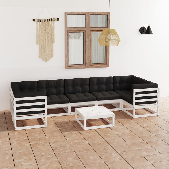 Vixl Set Mobilier Grădină, Perne, 8 Piese, Lemn Masiv Pin