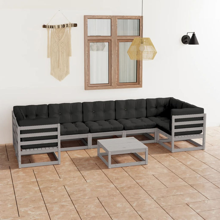 Vixl Set Mobilier Grădină, Perne, 8 Piese, Lemn Masiv Pin