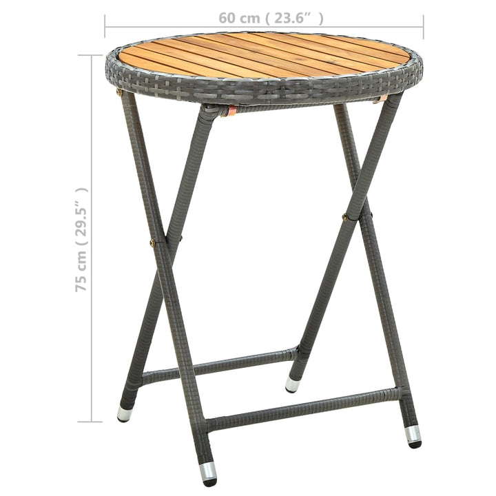 Masă De Ceai, , 60 Cm, Poliratan Și Lemn Masiv Acacia