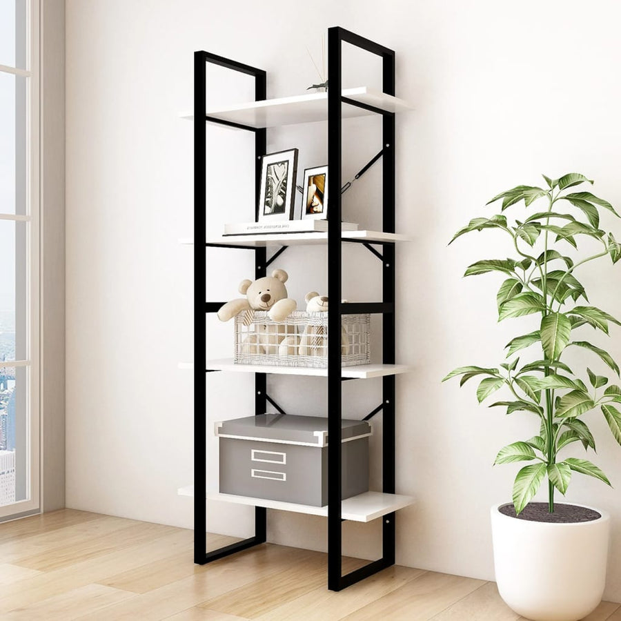 Bibliotecă Cu 4 Rafturi, , 60X30X, Masiv De Pin