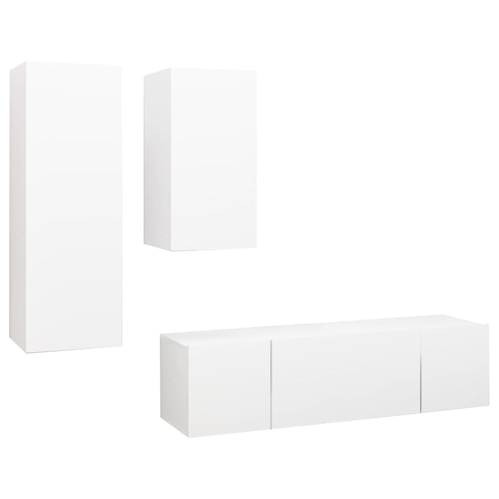 Set Dulapuri Tv, 4 Piese, , Lemn Prelucrat