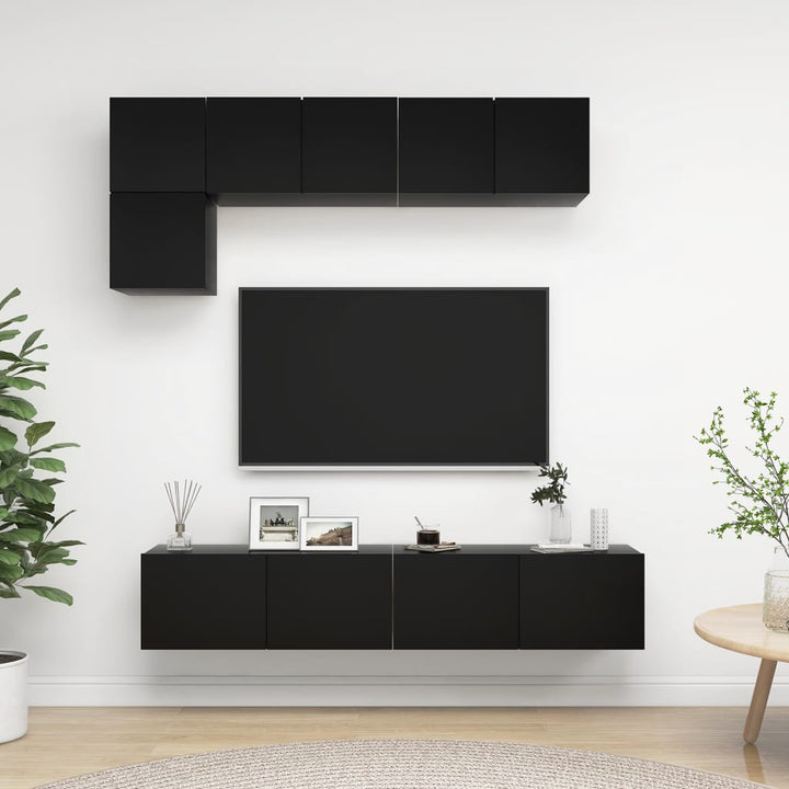 Set De Dulapuri Tv, 5 Piese, Alb Extralucios, Lemn Prelucrat