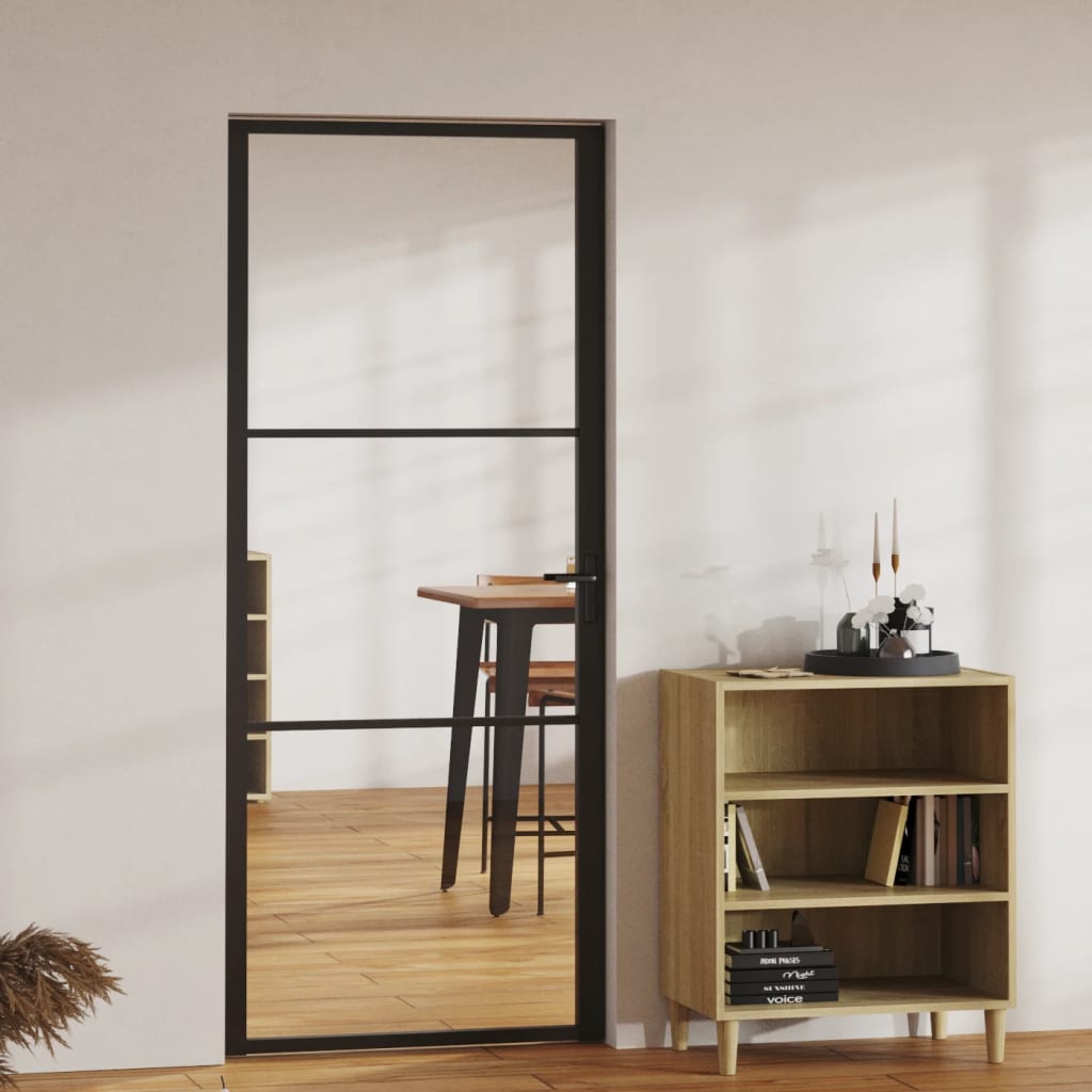 Ușă De Interior, 93X201,5 Cm, Alb, Sticlă Mată Și Aluminiu