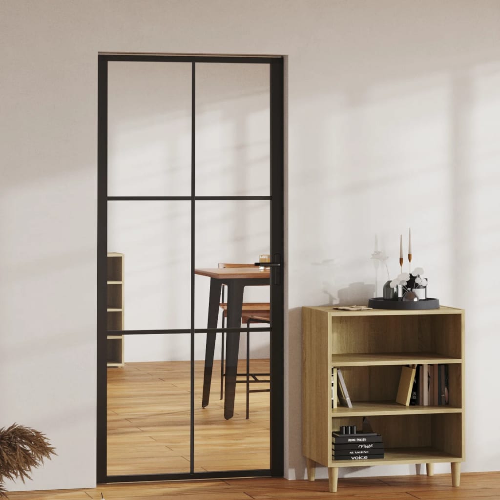 Ușă De Interior, 93X201,5 Cm, Alb, Sticlă Mată Și Aluminiu