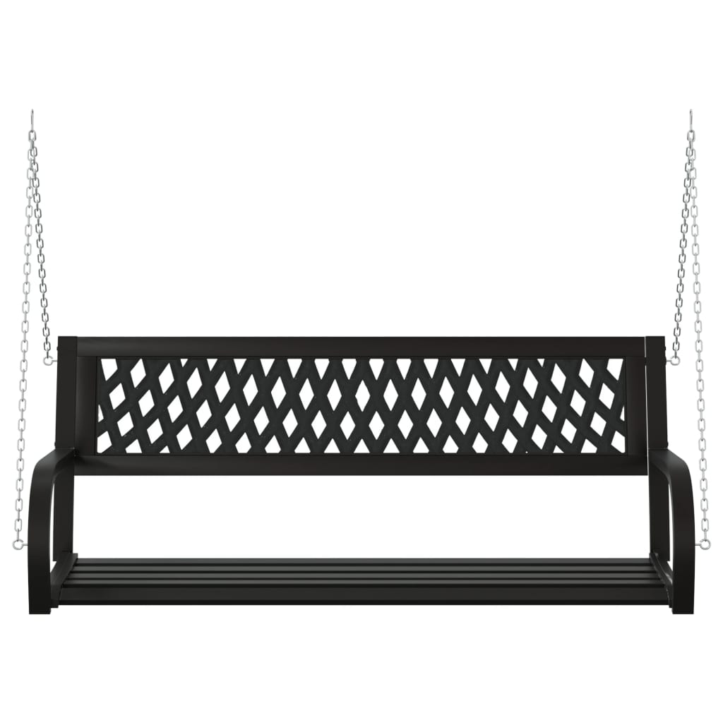 Bancă Balansoar De Grădină, Negru, 125 Cm, Oțel Și Plastic