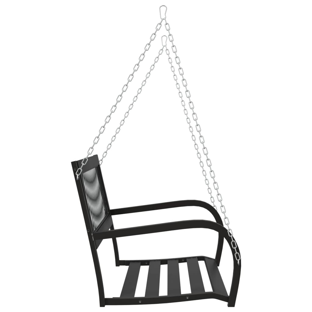 Bancă Balansoar De Grădină, Negru, 125 Cm, Oțel Și Plastic