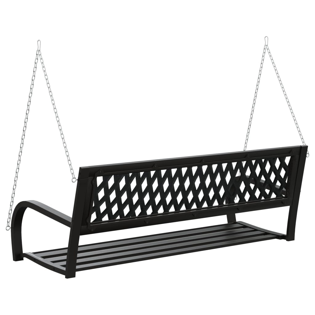 Bancă Balansoar De Grădină, Negru, 125 Cm, Oțel Și Plastic