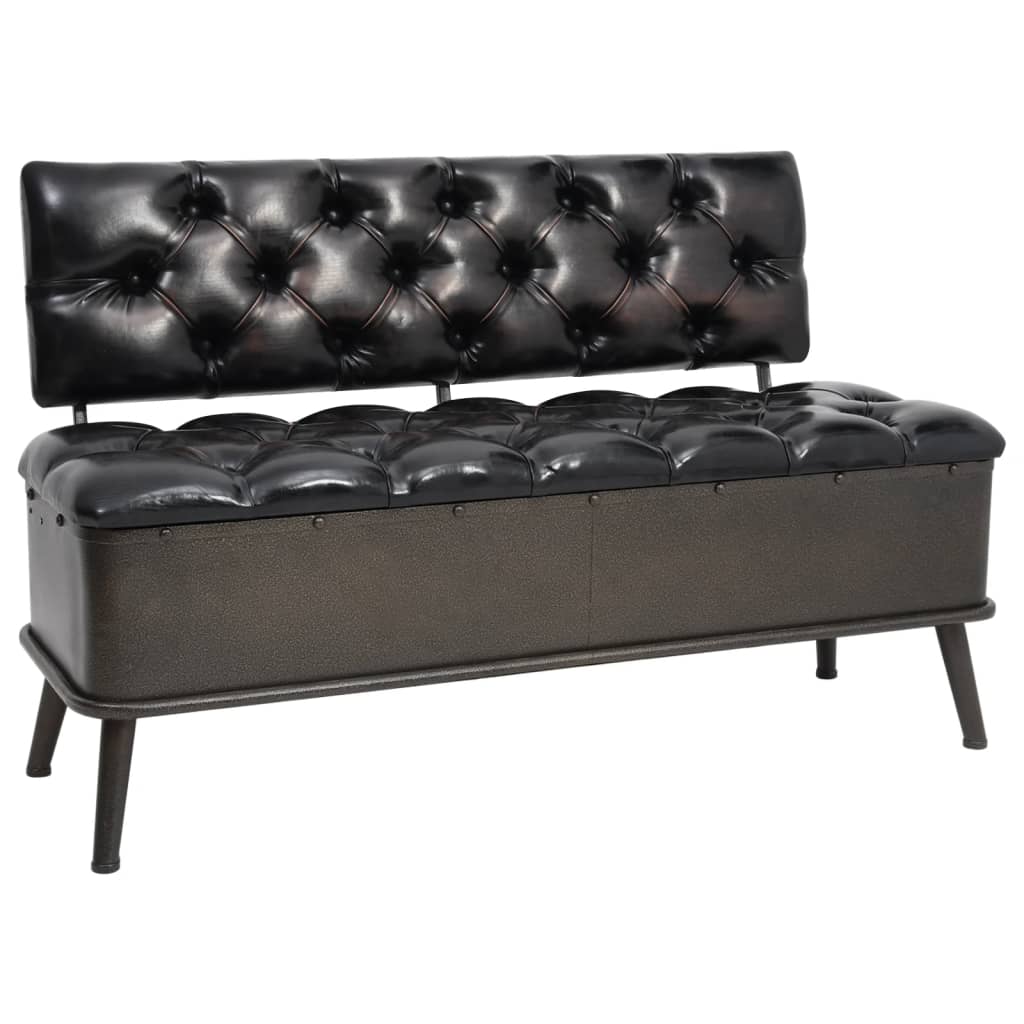 Bancă De Depozitare Cu Spătar, , 110 Cm, Piele Ecologică