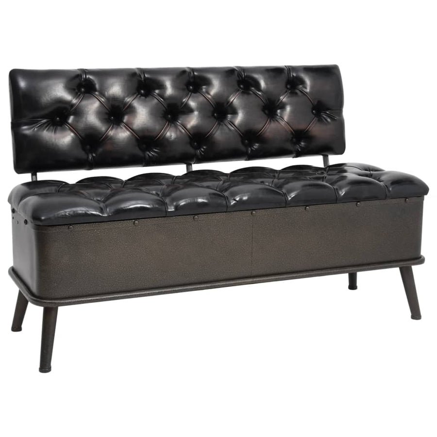 Bancă De Depozitare Cu Spătar, , 110 Cm, Piele Ecologică