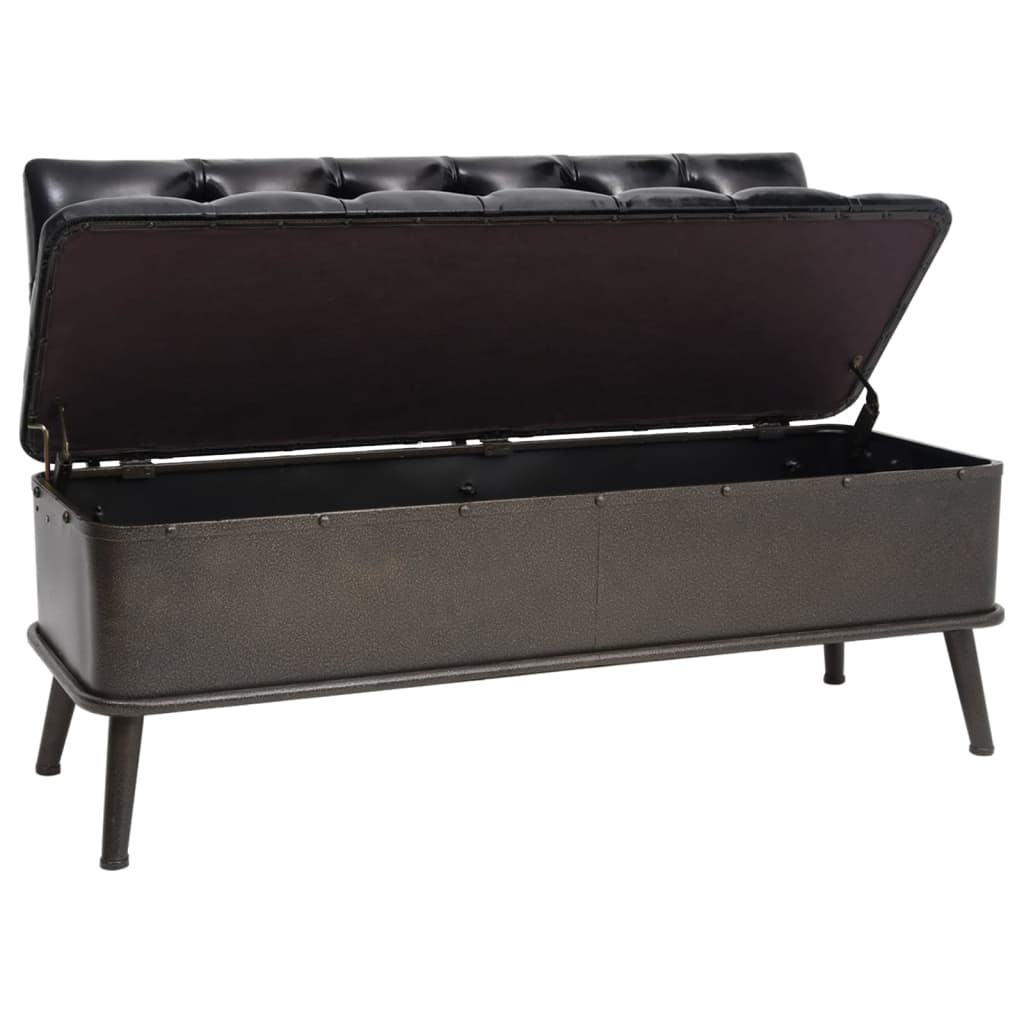 Bancă De Depozitare Cu Spătar, , 110 Cm, Piele Ecologică