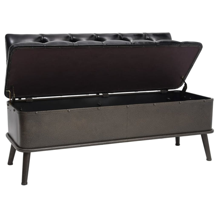 Bancă De Depozitare Cu Spătar, , 110 Cm, Piele Ecologică