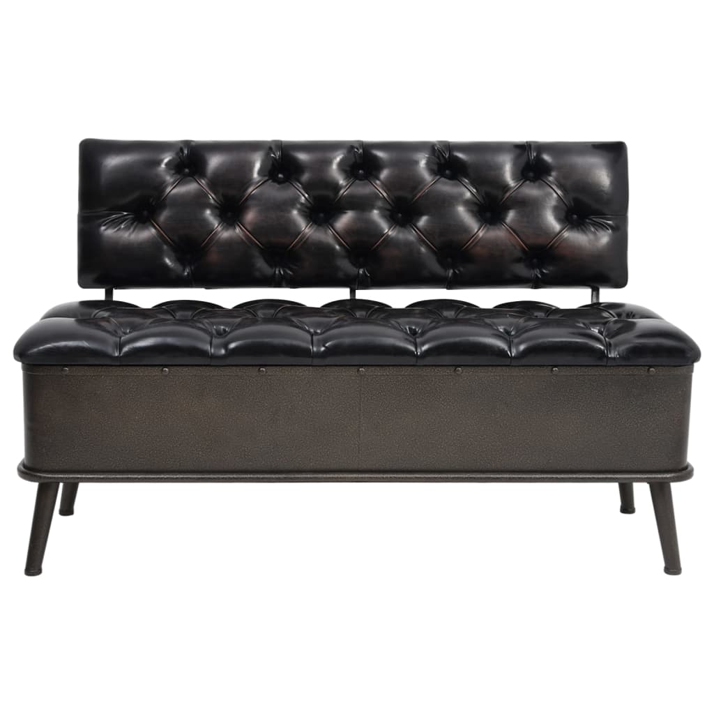 Bancă De Depozitare Cu Spătar, , 110 Cm, Piele Ecologică