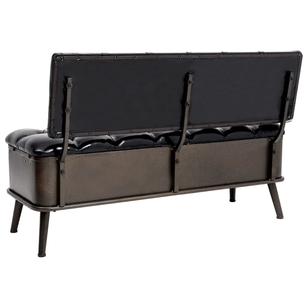 Bancă De Depozitare Cu Spătar, , 110 Cm, Piele Ecologică