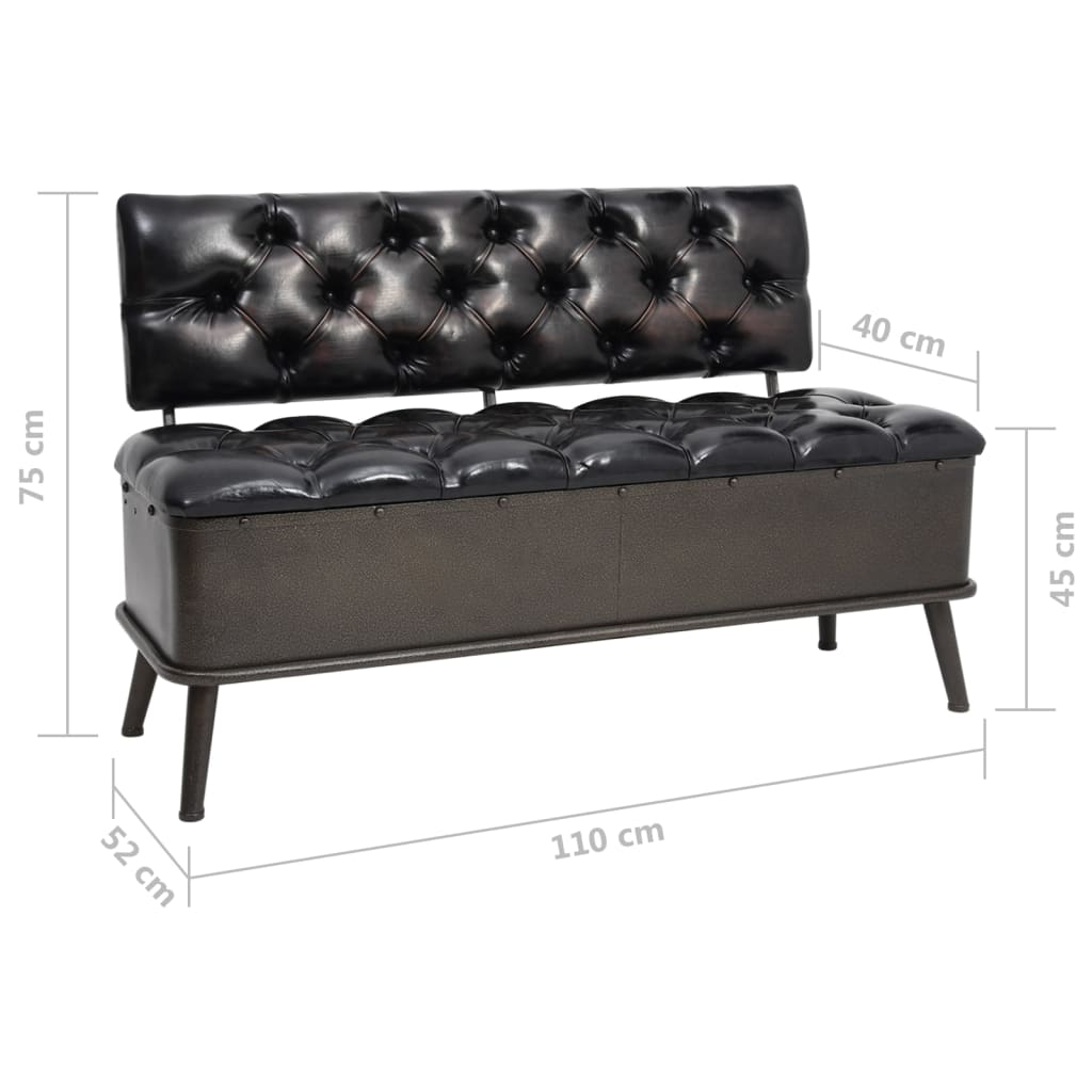 Bancă De Depozitare Cu Spătar, , 110 Cm, Piele Ecologică