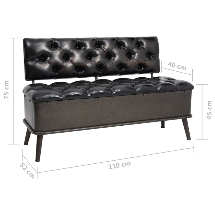 Bancă De Depozitare Cu Spătar, , 110 Cm, Piele Ecologică