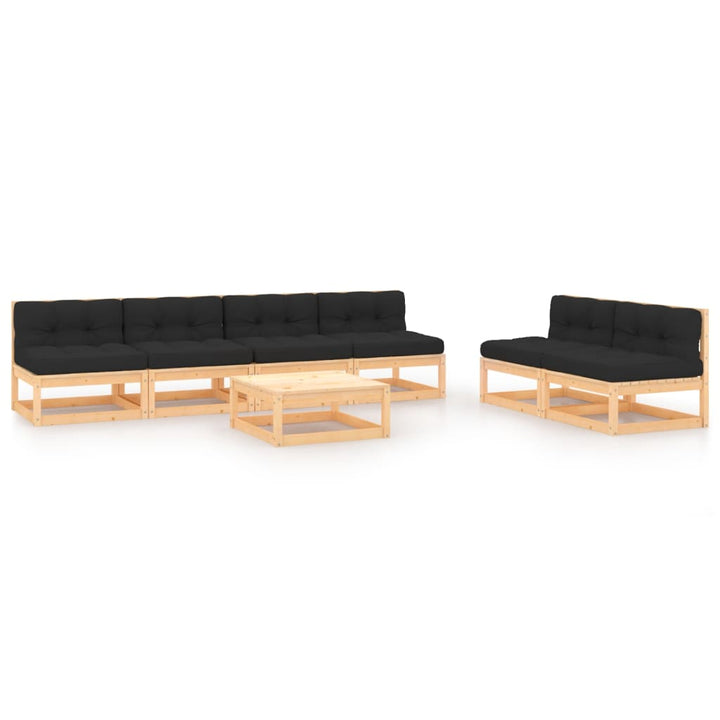 Vixl Set Mobilier Grădină Cu Perne, 7 Piese, Lemn Masiv Pin