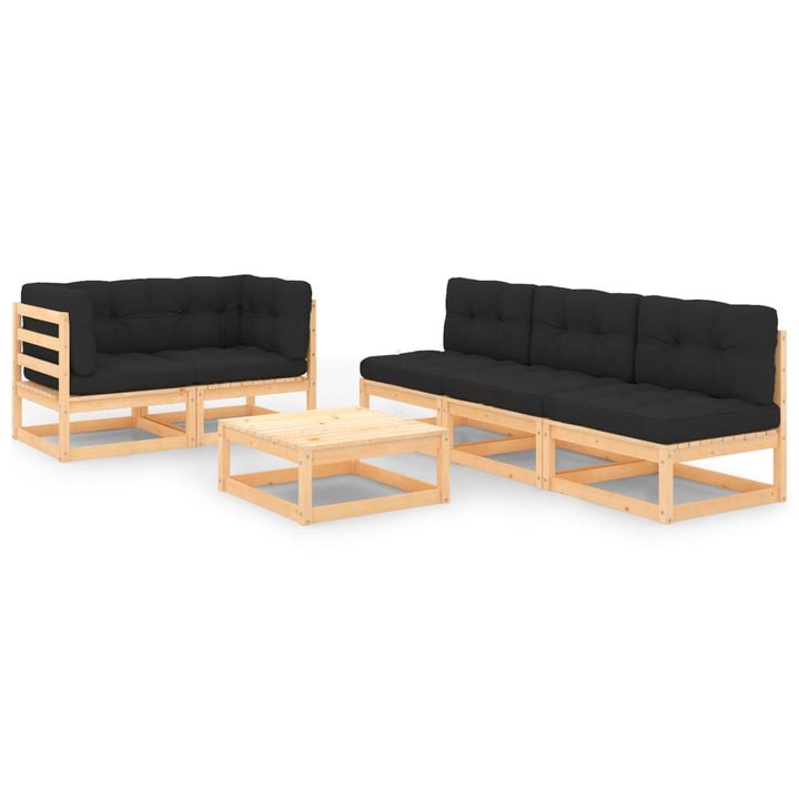 Vixl Set Mobilier De Grădină Cu Perne, 6 Piese, Lemn Masiv De Pin