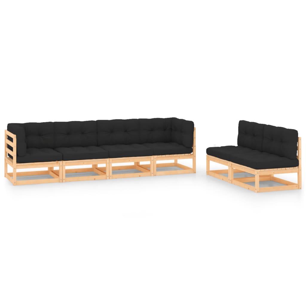Vixl Set Mobilier De Grădină Cu Perne, 6 Piese, Lemn Masiv De Pin