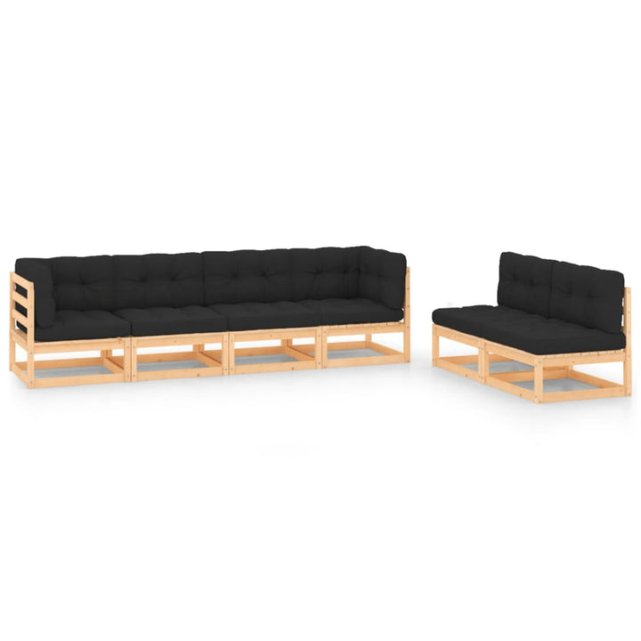 Vixl Set Mobilier De Grădină Cu Perne, 6 Piese, Lemn Masiv De Pin