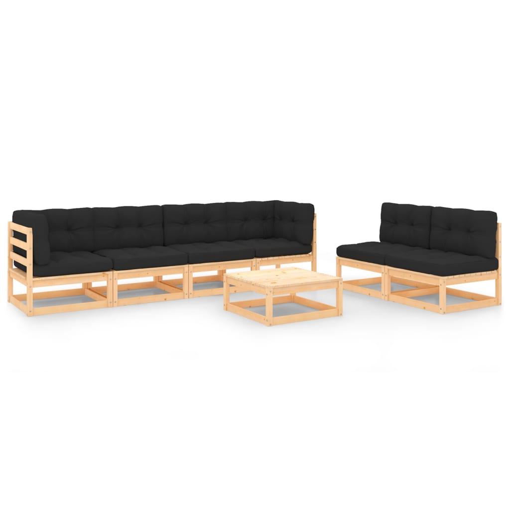 Vixl Set Mobilier Grădină Cu Perne, 7 Piese, Lemn Masiv Pin
