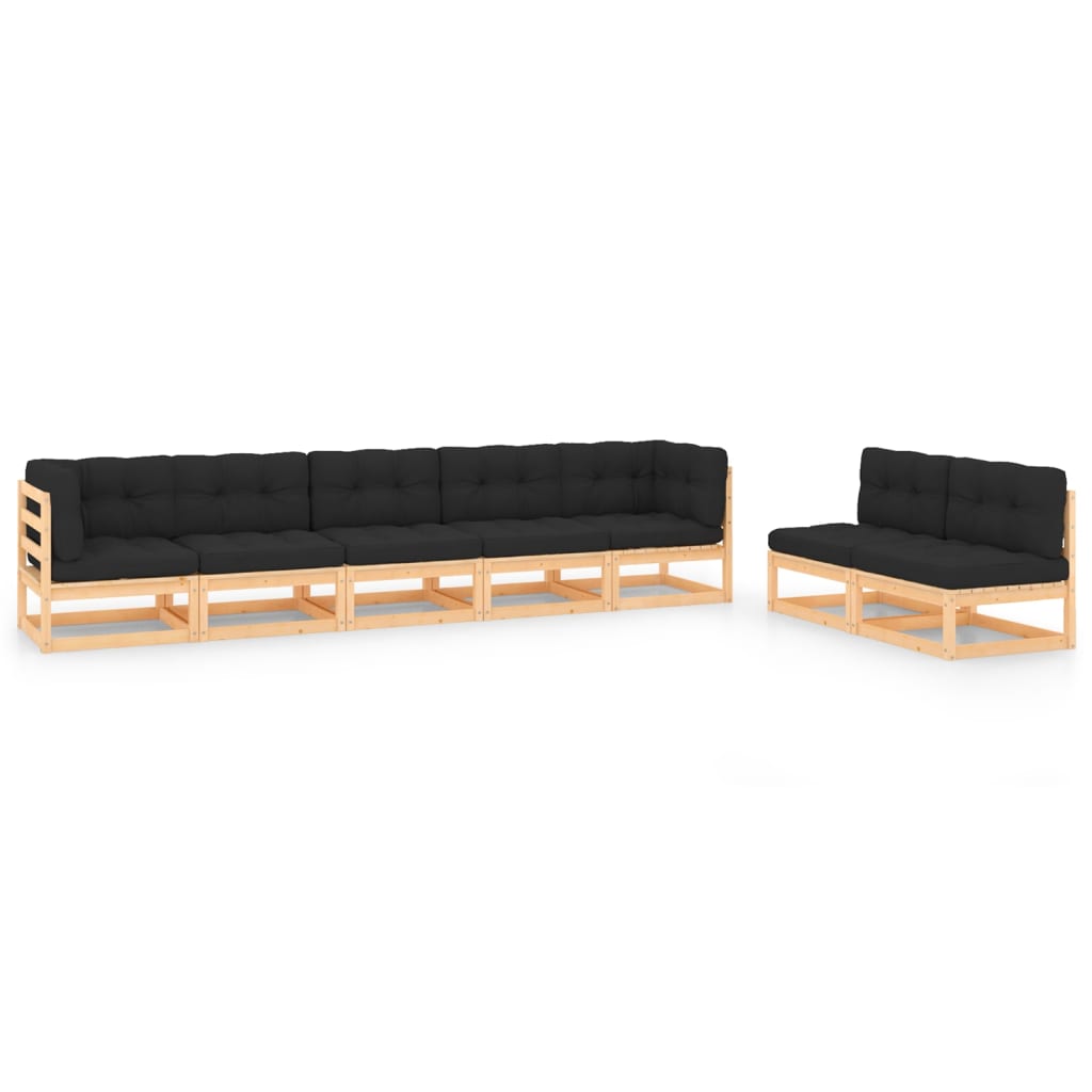 Vixl Set Mobilier De Grădină Cu Perne, 7 Piese, Lemn Masiv De Pin