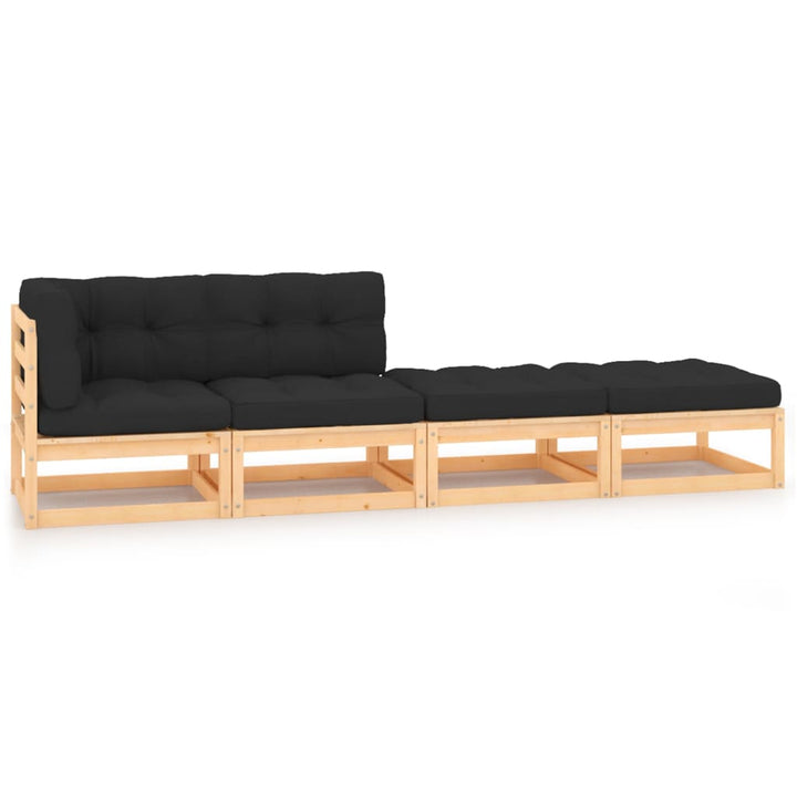 Vixl Set Mobilier De Grădină Cu Perne, 4 Piese, Lemn Masiv De Pin