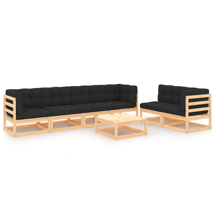 Vixl Set Mobilier Grădină Cu Perne, 7 Piese, Lemn Masiv Pin