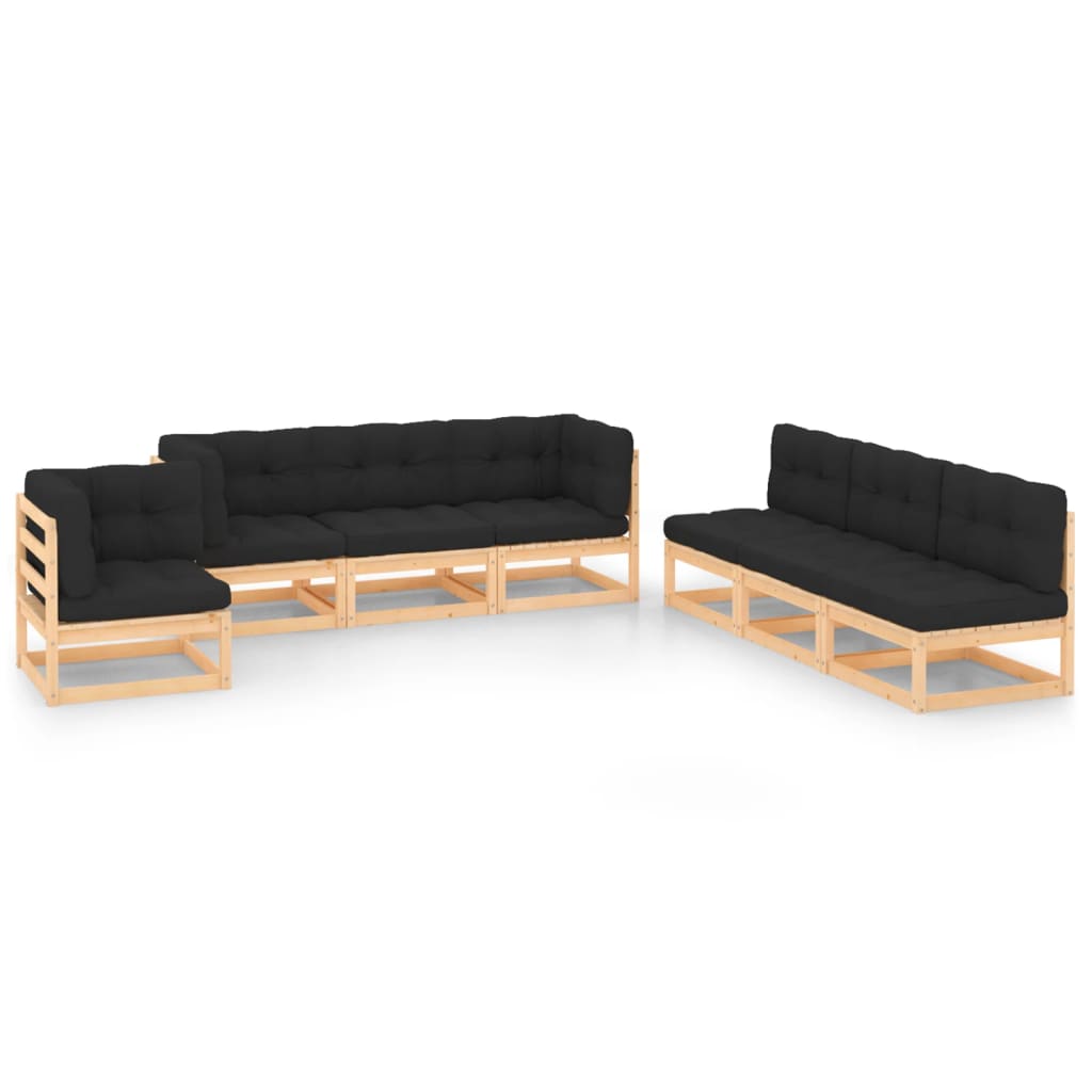 Vixl Set Mobilier Grădină, Perne, 7 Piese, Lemn Masiv Pin