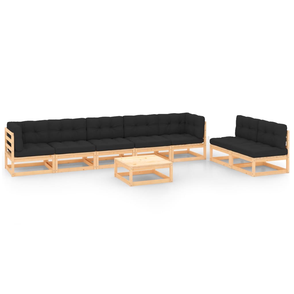Vixl Set Mobilier Grădină Cu Perne, 8 Piese, Lemn Masiv De Pin