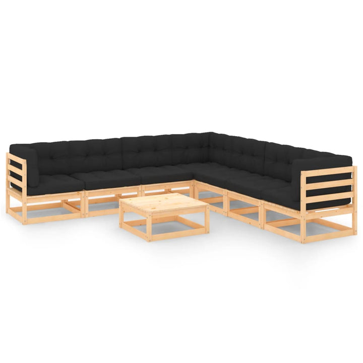 Vixl Set Mobilier Grădină Cu Perne, 8 Piese, , Lemn Masiv Pin