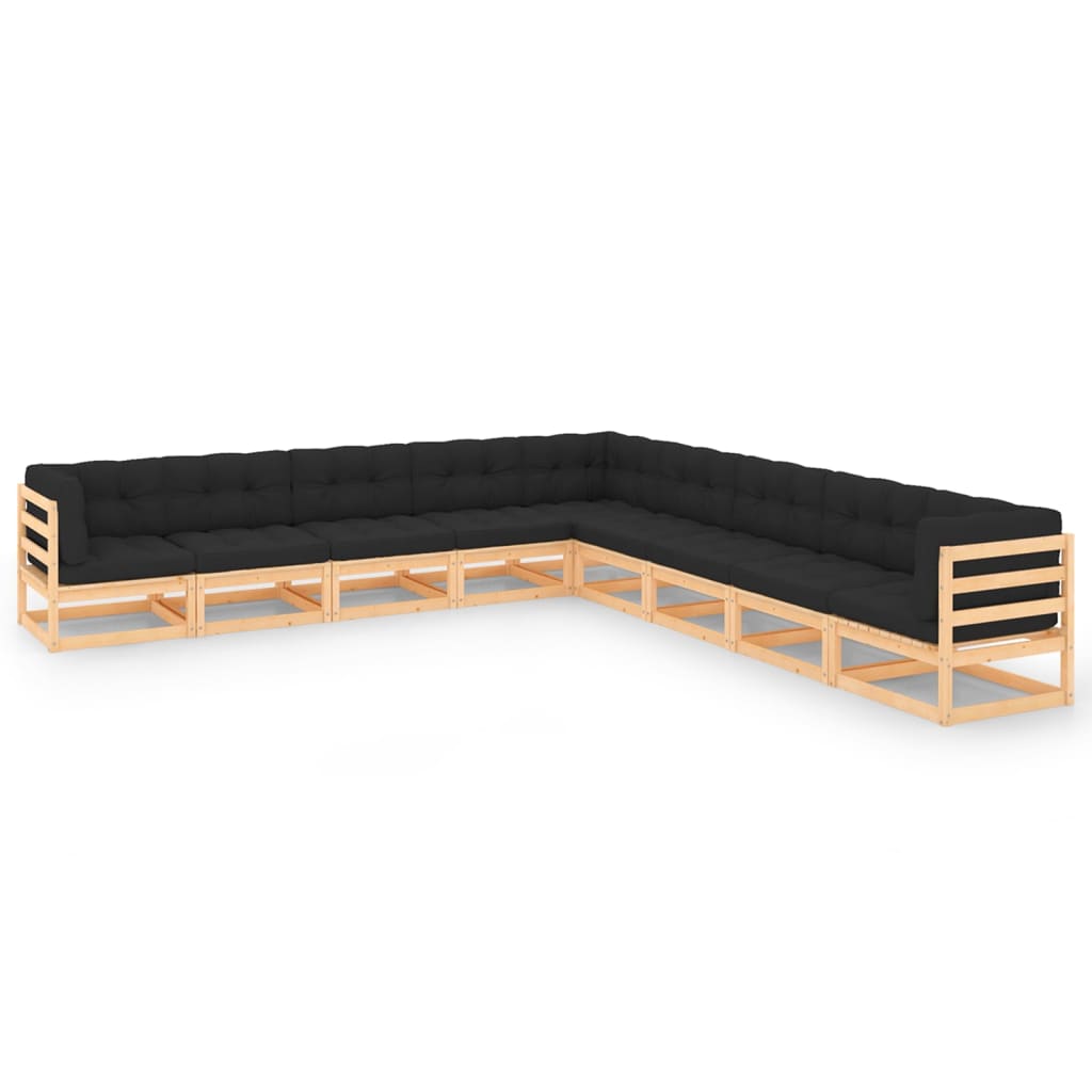 Vixl Set Mobilier Grădină Cu Perne, 9 Piese, Lemn Masiv De Pin