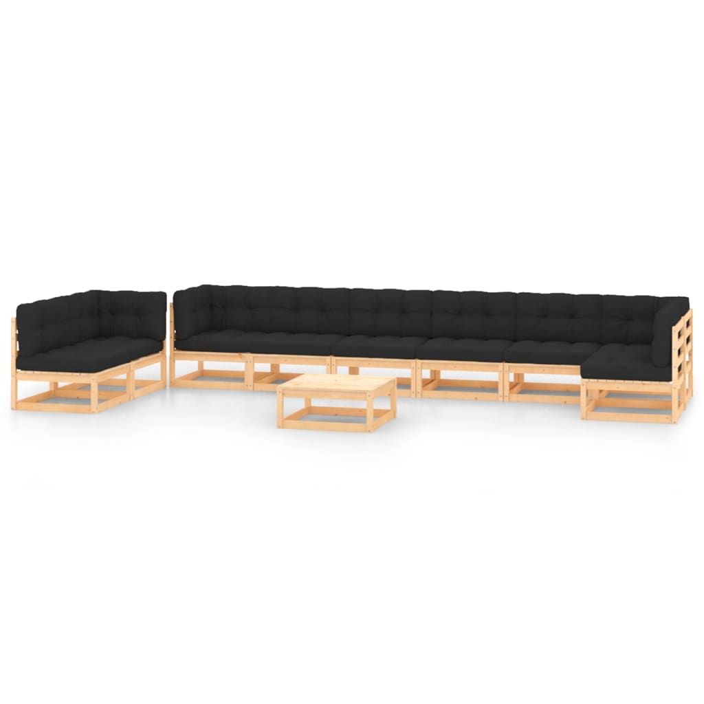 Vixl Set Mobilier Grădină Perne, 10 Piese, Lemn Masiv Pin