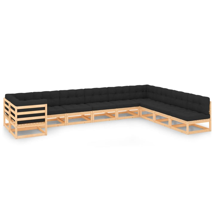 Vixl Set Mobilier Grădină Perne, 10 Piese, Lemn Masiv Pin