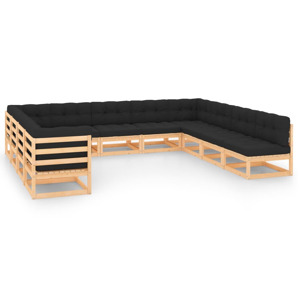 Vixl Set Mobilier Grădină Cu Perne, 11 Piese, , Lemn Masiv De Pin