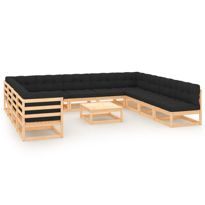 Vixl Set Mobilier Grădină Cu Perne, 12 Piese, Lemn Masiv De Pin