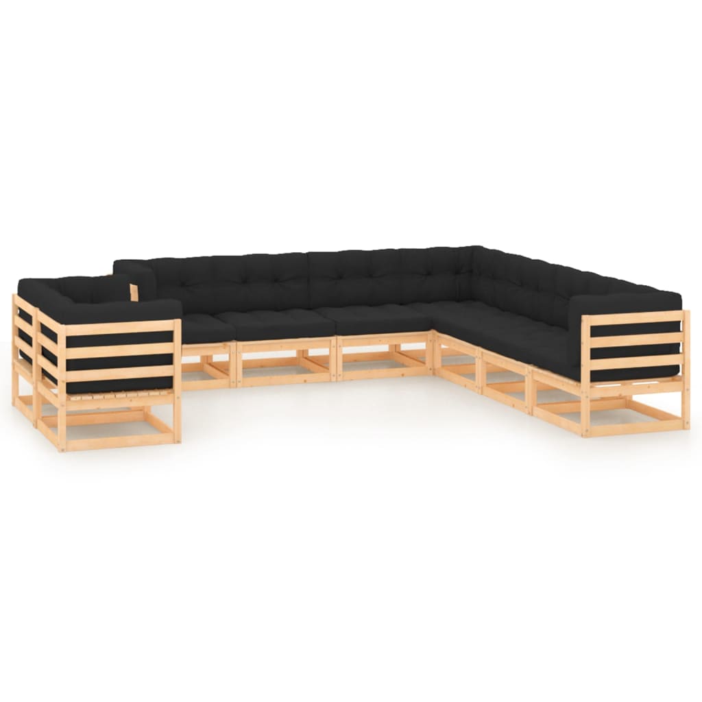 Vixl Set Mobilier Grădină, Perne, 9 Piese, Lemn Masiv Pin
