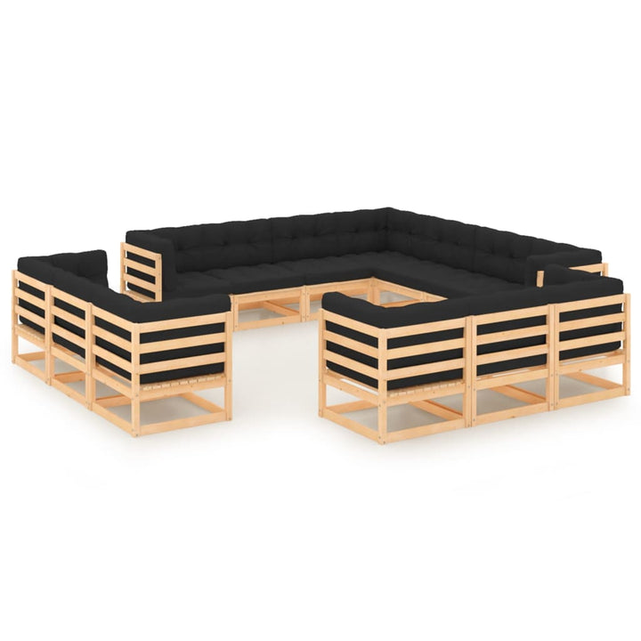 Vixl Set Mobilier De Grădină Cu Perne,13 Piese,,Lemn Masiv De Pin