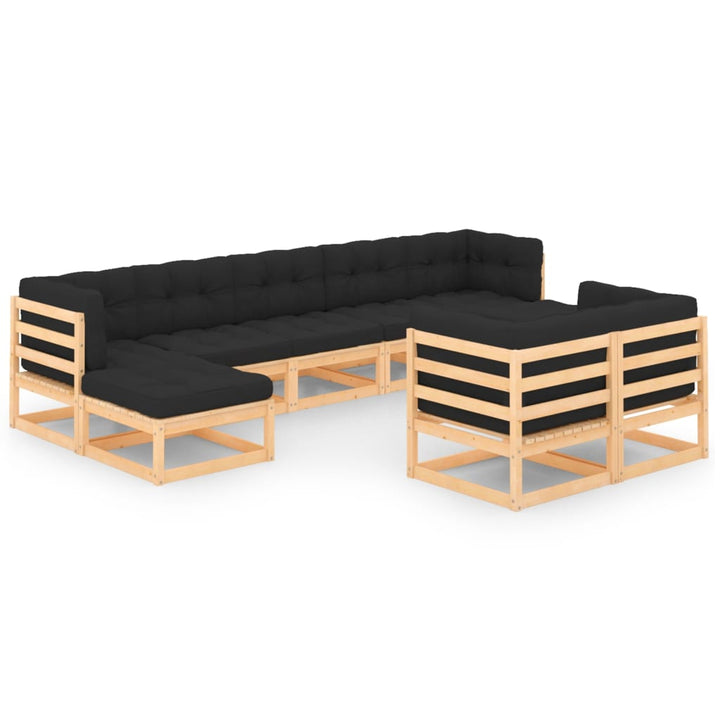 Vixl Set Mobilier Grădină Cu Perne, 9 Piese, , Lemn Masiv De Pin